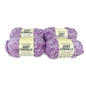 Premier JUST CHENILLE Yarn 65 yards (Lot of 4) LT MAUVE Crochet Super Bulky NEW